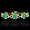 Image 1 : 25 CTW Emerald & Micro VS/SI Diamond Bracelet 14K Yellow Gold - REF-457T3M - 23022