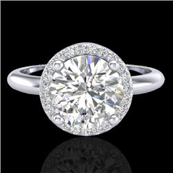 2 CTW Micro Pave VS/SI Diamond Ring Designer Halo 18K White Gold - REF-948A2X - 23209
