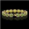 Image 2 : 21.13 CTW Peridot & Diamond Halo Bracelet 10K Yellow Gold - REF-286F5N - 40630