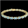 Image 2 : 25.8 CTW Sky Blue Topaz & VS/SI Certified Diamond Eternity Bracelet 10K Yellow Gold - REF-118W4F - 2