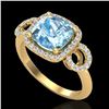 Image 2 : 3.75 CTW Topaz & Micro VS/SI Diamond Ring 18K Yellow Gold - REF-65X3T - 23014