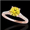 Image 1 : 1.45 CTW Certified Si/I Fancy Intense Yellow Diamond Solitaire Ring 10K Rose Gold - REF-163W5F - 349