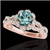 Image 1 : 1.69 CTW Si Certified Fancy Blue Diamond Solitaire Halo Ring 10K Rose Gold - REF-188A2X - 34111
