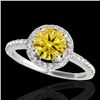 Image 1 : 1.4 CTW Certified Si/I Fancy Intense Yellow Diamond Solitaire Halo Ring 10K White Gold - REF-254T5M 