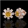 Image 2 : 1.77 CTW Intense Fancy Yellow Diamond Art Deco Stud Earrings 18K Rose Gold - REF-236A4X - 37869