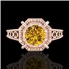 Image 2 : 1 CTW Intense Fancy Yellow Diamond Engagement Art Deco Ring 18K Rose Gold - REF-200F2N - 37449