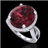 Image 2 : 10 CTW Garnet & Micro Pave VS/SI Diamond Halo Ring 18K White Gold - REF-80A2X - 20963