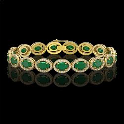 22.89 CTW Emerald & Diamond Halo Bracelet 10K Yellow Gold - REF-291F5N - 40603