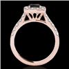 Image 2 : 2 CTW Certified VS Black Diamond Solitaire Halo Ring 10K Rose Gold - REF-101H8A - 34136