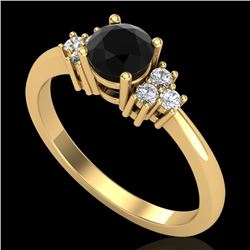 0.75 CTW Fancy Black Diamond Solitaire Engagement Classic Ring 18K Yellow Gold - REF-70T9M - 37585