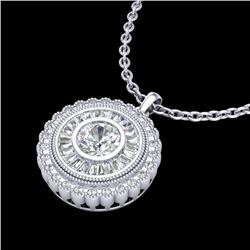 2.11 CTW VS/SI Diamond Solitaire Art Deco Stud Necklace 18K White Gold - REF-309X3T - 37085