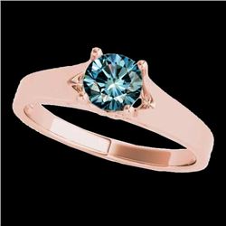 1.5 CTW Si Certified Fancy Blue Diamond Solitaire Ring 10K Rose Gold - REF-254T5M - 35170