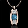 Image 1 : 1.07 CTW Fancy Intense Blue Diamond Solitaire Art Deco Necklace 18K Rose Gold - REF-123X6T - 37776