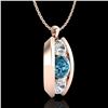 Image 4 : 1.07 CTW Fancy Intense Blue Diamond Solitaire Art Deco Necklace 18K Rose Gold - REF-123X6T - 37776