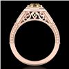 Image 4 : 0.84 CTW Intense Fancy Yellow Diamond Engagement Art Deco Ring 18K Rose Gold - REF-161M8H - 37932