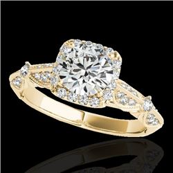 1.36 CTW H-SI/I Certified Diamond Solitaire Halo Ring 10K Yellow Gold - REF-218W2F - 33753