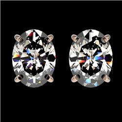 2.50 CTW Certified VS/SI Quality Oval Diamond Stud Earrings 10K Rose Gold - REF-840W2F - 33112