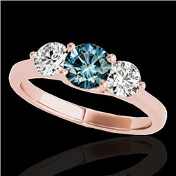 3 CTW Si Certified Fancy Blue Diamond 3 Stone Solitaire Ring 10K Rose Gold - REF-454T5M - 35400