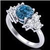 Image 1 : 2.1 CTW Intense Blue Diamond Solitaire Engagement Classic Ring 18K White Gold - REF-270A9X - 37607