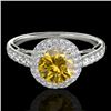 Image 1 : 1.65 CTW Certified Si/I Fancy Intense Yellow Diamond Solitaire Halo Ring 10K White Gold - REF-178M2H
