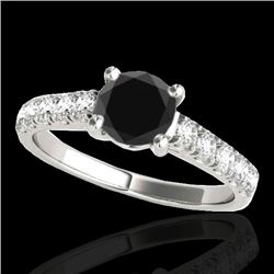 1.55 CTW Certified VS Black Diamond Solitaire Ring 10K White Gold - REF-58W4F - 35492
