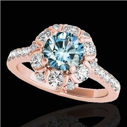 2.05 CTW Si Certified Fancy Blue Diamond Solitaire Halo Ring 10K Rose Gold - REF-209X3T - 33915