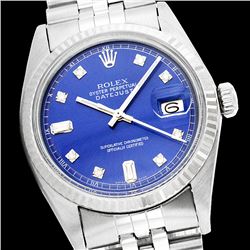 Rolex Men's Stainless Steel, QuickSet, Diamond Dial with Fluted Bezel - REF-407X3Y