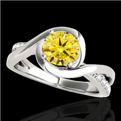 1.15 CTW Certified Si/I Fancy Intense Yellow Diamond Solitaire Ring 10K White Gold - REF-163F6N - 34