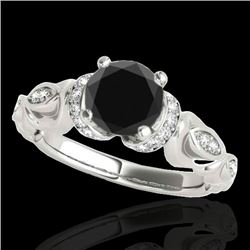1.2 CTW Certified VS Black Diamond Solitaire Antique Ring 10K White Gold - REF-57Y3K - 34678