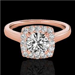 1.37 CTW H-SI/I Certified Diamond Solitaire Halo Ring 10K Rose Gold - REF-167T3M - 33410
