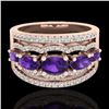 Image 1 : 2.25 CTW Amethyst & Micro Pave VS/SI Diamond Designer Ring 10K Rose Gold - REF-66H9A - 20791