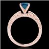 Image 2 : 1.43 CTW Si Certified Blue Diamond Solitaire Antique Ring 10K Rose Gold - REF-180F2N - 34618