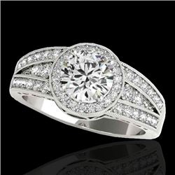 1.5 CTW H-SI/I Certified Diamond Solitaire Halo Ring 10K White Gold - REF-180M2H - 34069