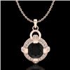 Image 1 : 1.57 CTW Fancy Black Diamond Solitaire Micro Pave Stud Necklace 18K Rose Gold - REF-106N4Y - 37633