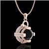 Image 4 : 1.57 CTW Fancy Black Diamond Solitaire Micro Pave Stud Necklace 18K Rose Gold - REF-106N4Y - 37633