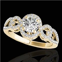 1.38 CTW H-SI/I Certified Diamond Solitaire Halo Ring 10K Yellow Gold - REF-174X5T - 33920