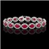 Image 1 : 22.89 CTW Ruby & Diamond Halo Bracelet 10K White Gold - REF-291N5Y - 40604