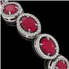 Image 4 : 22.89 CTW Ruby & Diamond Halo Bracelet 10K White Gold - REF-291N5Y - 40604
