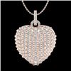 Image 1 : 3 CTW Micro Pave VS/SI Diamond Designer Heart Necklace 14K Rose Gold - REF-189H6A - 20465