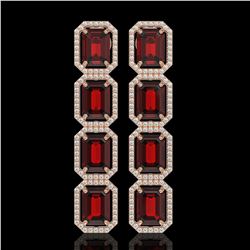 17.8 CTW Garnet & Diamond Halo Earrings 10K Rose Gold - REF-174H2A - 41616