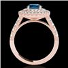 Image 2 : 3 CTW Si Certified Blue Diamond Solitaire Halo Ring 10K Rose Gold - REF-331H8A - 34226