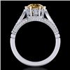 Image 4 : 2.2 CTW Intense Fancy Yellow Diamond Engagement Art Deco Ring 18K White Gold - REF-336W4F - 38092