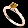 Image 1 : 0.4 CTW Intense Fancy Yellow Diamond Engagement Art Deco Ring 18K Rose Gold - REF-80N2Y - 38184