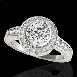 1.50 CTW H-SI/I Certified Diamond Solitaire Halo Ring 10K White Gold - REF-170F9N - 33891