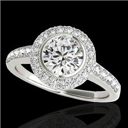 1.5 CTW H-SI/I Certified Diamond Solitaire Halo Ring 10K White Gold - REF-180Y2K - 34441