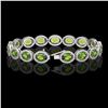 Image 2 : 21.13 CTW Peridot & Diamond Halo Bracelet 10K White Gold - REF-286Y5K - 40628