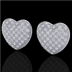 1.50 Designer CTW Micro Pave VS/SI Diamond Heart Earrings 14K White Gold - REF-110Y4K - 20177