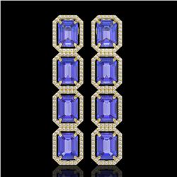 19.39 CTW Tanzanite & Diamond Halo Earrings 10K Yellow Gold - REF-418W5F - 41581