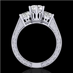 2.01 CTW VS/SI Diamond Solitaire Art Deco 3 Stone Ring 18K White Gold - REF-527Y3K - 36929