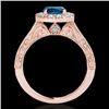 Image 2 : 2.22 CTW Si Certified Fancy Blue Diamond Solitaire Halo Ring 10K Rose Gold - REF-281H8A - 33739